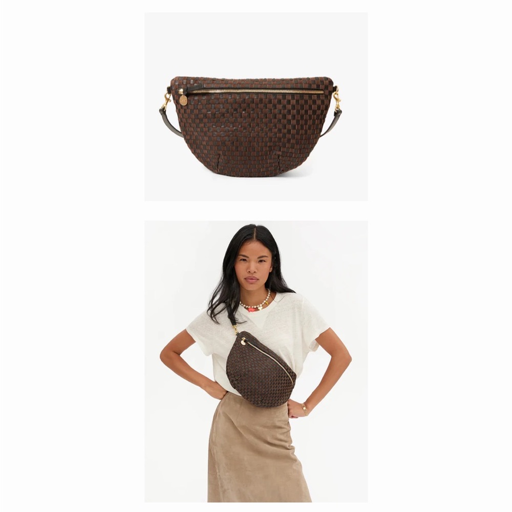 Rare Clare V. Grande Fanny Black/Chocolate Woven Checker